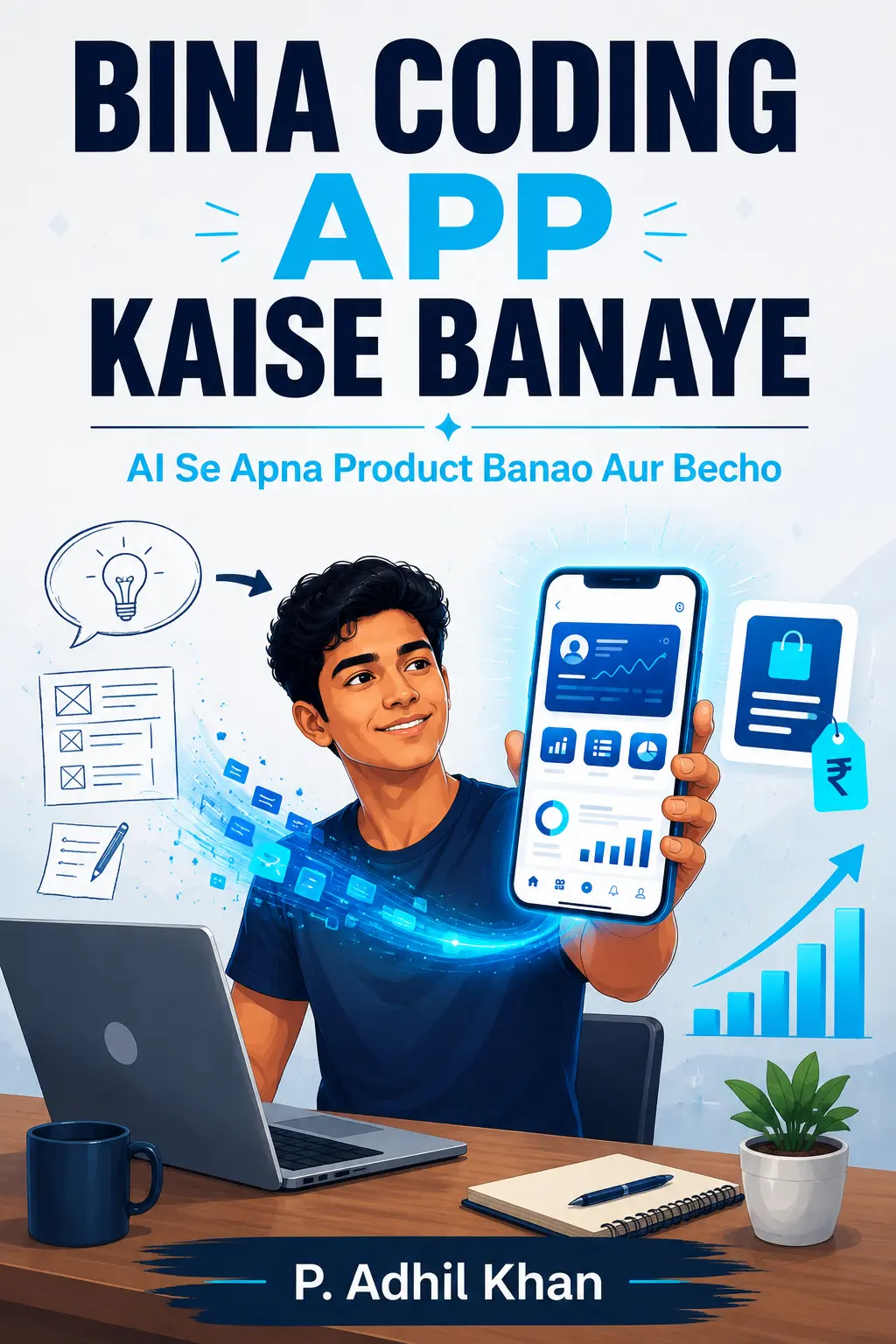 Bina Coding App Kaise Banaye — book cover by P. Adhil Khan
